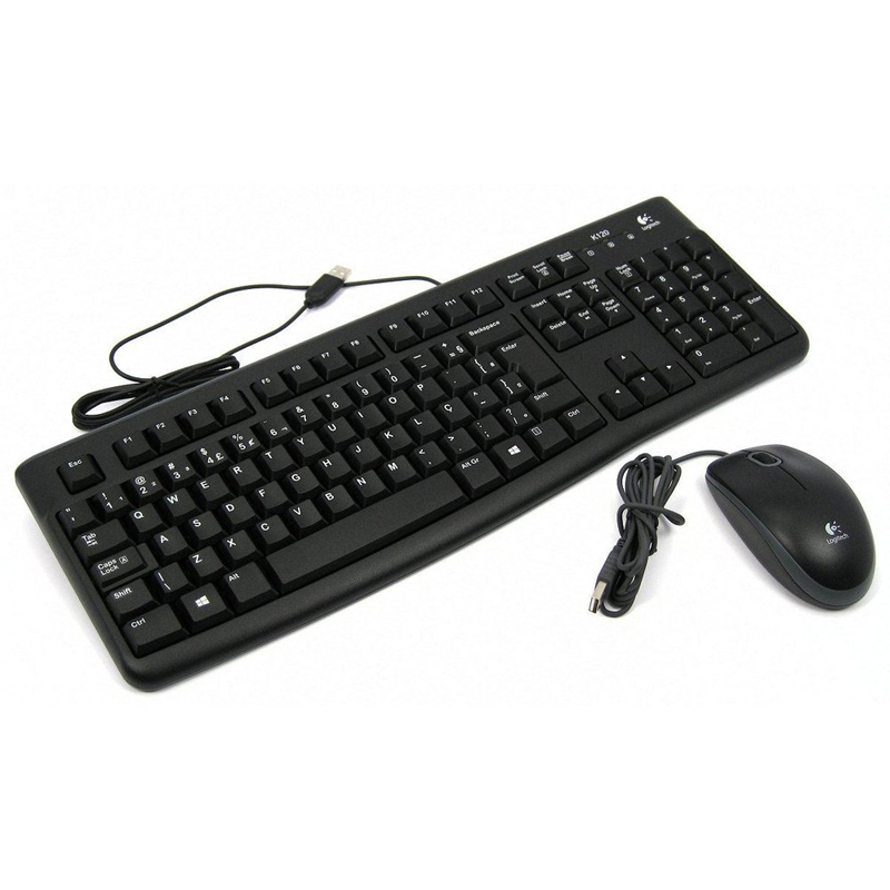 Logitech k120 | usb | žična | črna | slo g. | kompaktna in trdna tipkovnica in optična miška 1 Logitech mk120 usb črna slovenska tipkovnica + miška komponentko