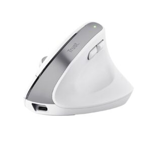 Trust Bayo+ | Bela | Bluetooth + 2.4 GHz | Polnilna | Ergonomska 57° | Multi-Device Brezžična Miška