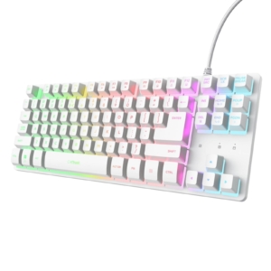 Trust GXT 833W Thado TKL | Bela | RGB Osvetlitev | 80% Gaming | USB-A | Tipkovnica