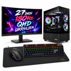 Komponentko Gaming Core RTX 5050 | Ryzen 5 5500 | 16 GB RAM | 1 TB NVMe | 27″ QHD 180Hz Ukrivljen Monitor | Gaming Set Namizni Računalnik