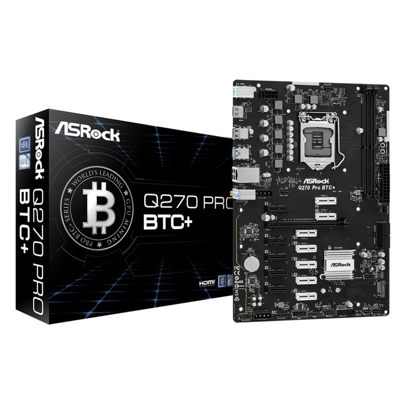 Asrock q270 pro btc+ | ddr4 | 32gb | lga 1151 | s1151 | atx | pcie | 90-mxbhm0-a0uayz | mining matična plošča 1 Asrock q270 pro btc+ ddr4 32gb s1151 atx pcie (90-mxbhm0-a0uayz) mining osnovna plošča komponentko