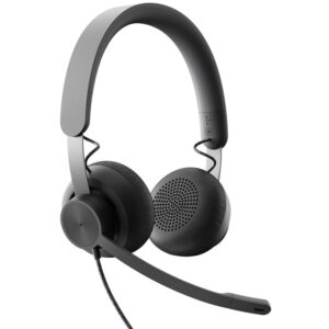 Logitech Zone Wired UC | USB-C + USB-A Adapter | Noise-Canceling Mic | Open Office Certified | Black | Slušalke Z Mikrofonom