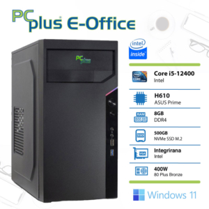 PCPLUS e-Office i5 12400 | 8GB | 512GB | W11H | Namizni Računalnik