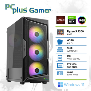 PCPLUS Gamer Ryzen 5 5500 | 16GB | 1TB | RTX 3050 6GB | Windows 11 | Gaming Namizni Računalnik