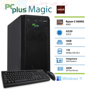 PCPLUS Magic AMD Ryzen 5 5600G | 16GB | 1TB | W11H | Namizni Računalnik + Tipkovnica & Miška