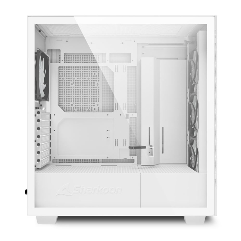 Sharkoon rebel c50 rgb | belo ohišje z kaljenim steklom | 4x argb pwm ventilatorji | usb-c | midi atx ohišje 4 Sharkoon rebel c50 rgb belo ohišje pogled na hlajenje