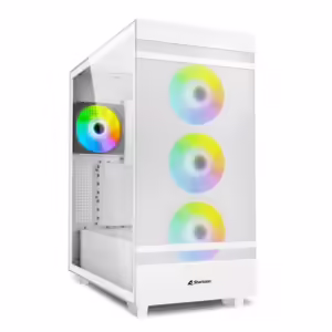 Sharkoon Rebel C50 RGB | Belo Ohišje Z Kaljenim Steklom | 4x ARGB PWM Ventilatorji | USB-C | Midi ATX Ohišje