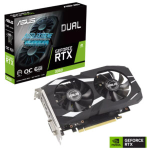 ASUS Dual RTX 3050 OC 6GB | GDDR6 | DVI HDMI Displayport | 90YV0K60-M0NA00 | Dual Fan Grafična Kartica