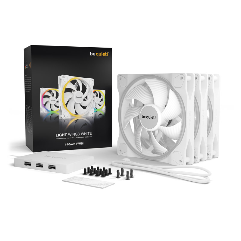 Be quiet! Light wings white bl102 | triple pack 3x 140mm argb pwm | beli ventilatorji za ohišje 1 Be quiet! Light wings white rgb 140mm | pwm | bela | bl102 | 3x ventilator | zračno hlajenje