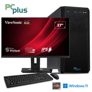 PCPLUS Magic | AMD Ryzen 5 5600G | 16GB DDR4 1TB NVMe SSD | Windows 11 Home Z Monitorjem Tipkovnico In HDMI Kabлом | Namizni Računalnik