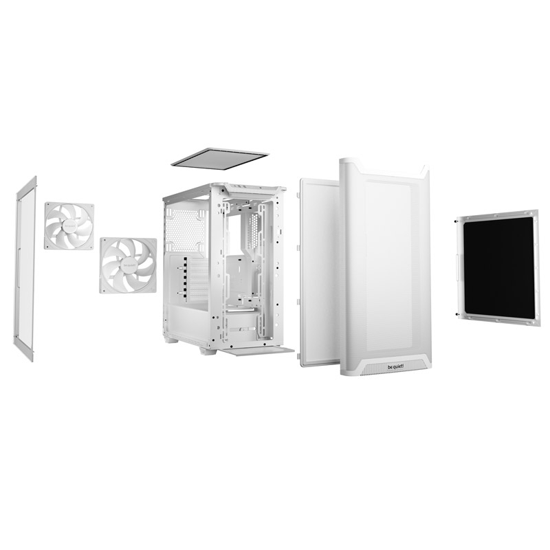 Be quiet! Pure base 501 airflow bgw75 | belo | kaljeno steklo | usb-c | 2x 140 mm pwm | midi-atx ohišje 4 Be quiet! Pure base 501 airflow bgw75 | belo | kaljeno steklo | usb-c | 2x 140 mm pwm | midi-atx ohišje