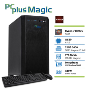 PCPLUS Magic Ryzen 7 8700G | 32GB | 1TB | Radeon 780M | Namizni Računalnik + Tipkovnica & Miška