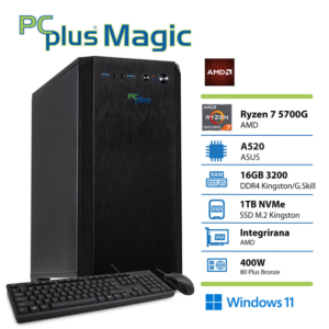 PCPLUS Magic Ryzen 7 5700G | 16GB | 1TB | W11H | Namizni Računalnik + Tipkovnica & Miška