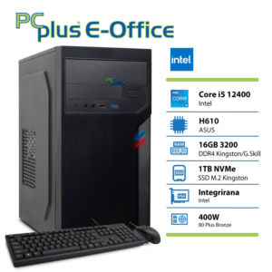 PCPLUS e-office i5 12400 | 16GB | 1TB | Brez OS | Namizni Računalnik + Tipkovnica & Miška