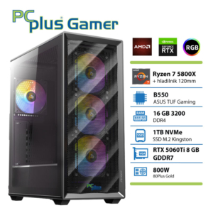PCPLUS Gamer Ryzen 7 5800X | 16GB | 1TB | RTX 5060 Ti 8GB | Brez OS | Gaming Namizni Računalnik