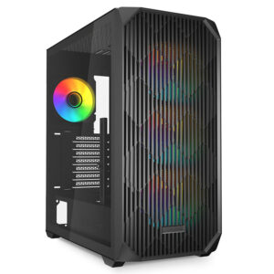 Sharkoon AK3 RGB | Midi ATX Ohišje Z RGB Ventilatorji In Kaljenim Steklom | USB-C | Črno Gaming Ohišje