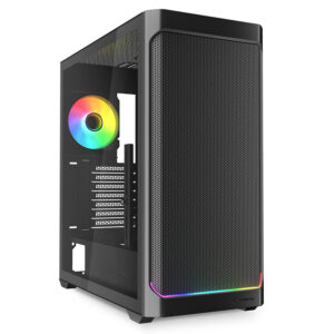 Sharkoon AK4W RGB Strip | Kaljeno Steklo | 4x 120 Mm Ventilatorji | USB-C | RGB Osvetlitev | Črno Gaming Ohišje