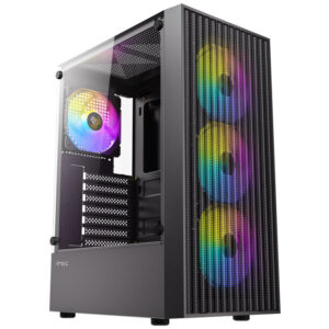 Antec AX27 RGB Elite | Full Mesh Sprednja Maska | 4x 120 mm RGB Ventilatorji | Kaljeno Steklo | ATX Midi-Tower Gaming Ohišje