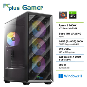PCPLUS Gamer Ryzen 5 9600X | 16GB | 1TB | RTX 5060 8GB | W11H | Gaming Namizni Računalnik