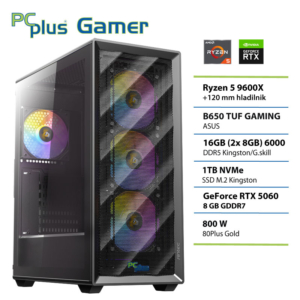 PCPLUS Gamer Ryzen 5 9600X | 16GB | 1TB | RTX 5060 8GB | Brez OS | Gaming Namizni Računalnik