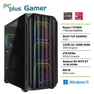PCPLUS Gamer Ryzen 7 9700X | 32GB | 2TB | RX 9070XT | W11H | Gaming Namizni Računalnik