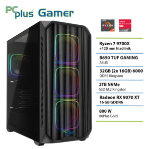 PCPLUS Gamer Ryzen 7 9700X | 32GB | 2TB | RX 9070XT | Brez OS | Gaming Namizni Računalnik