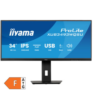 IIYAMA ProLite XUB3493WQSU-B6 | 34" UWQHD IPS Monitor | 120Hz | HDMI + DisplayPort | Zvočniki | UltraWide Monitor