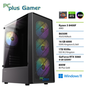 PCPLUS Gamer Ryzen 5 8400F | 16GB | 1TB | RTX 5060 8GB | W11H | Gaming Namizni Računalnik
