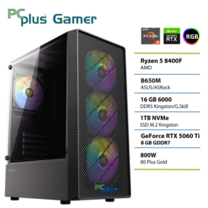PCPLUS Gamer Ryzen 5 8400F | 16GB | 1TB | RTX 5060 Ti 8GB | Brez OS | Gaming Namizni Računalnik