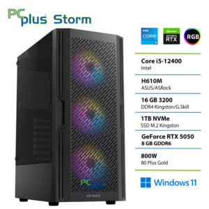 PCPLUS Storm Core i5 12400F | 16GB | 1TB | RTX 5050 8GB | W11H | Gaming Namizni Računalnik