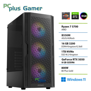 PCPLUS Gamer Ryzen 7 5700 | 16GB | 1TB | RTX 5050 8GB | W11H | Gaming Namizni Računalnik