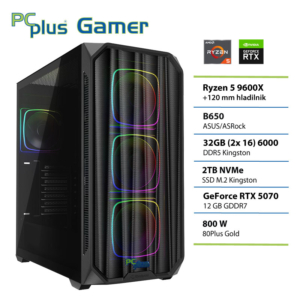 PCPLUS Gamer Ryzen 5 9600X | 32GB | 2TB | RTX 5070 12GB | Brez OS | Gaming Namizni Računalnik