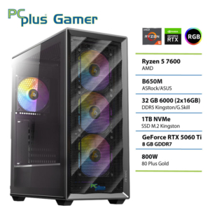 PCPLUS Gamer R5 7600 | 32GB | 1TB | RTX 5060 Ti 8GB | Brez OS | Gaming Namizni Računalnik