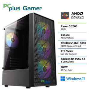 PCPLUS Gamer Ryzen 5 7600 | 32GB | 1TB | RX 9060 XT 8GB | W11H | Gaming Namizni Računalnik