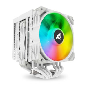 Sharkoon A60 RGB White | 2×120mm PWM ARGB | 6 Toplotnih Cevi 260W TDP | Bel Procesorski Hladilnik
