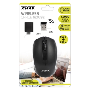 PORT Connect Collection II WL | Brezžična 2.4GHz | USB-A In USB-C | Tiha Optična 1600 DPI Miška