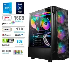 PCX Exam i5 14400F | 16GB (2x 8GB) | 1TB | RTX 5050 8GB | RGB Črna | Brez OS | Gaming Računalnik