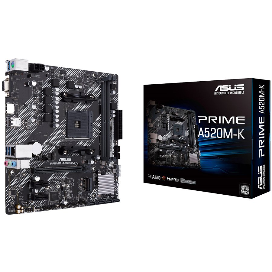 Asus prime a520m-k am4 matx mb – amd a520 2xdimm ddr4 1xm. 2 4xsata pcie 3. 0 1gb ethernet 1xd-sub 1xhdmi komponentko