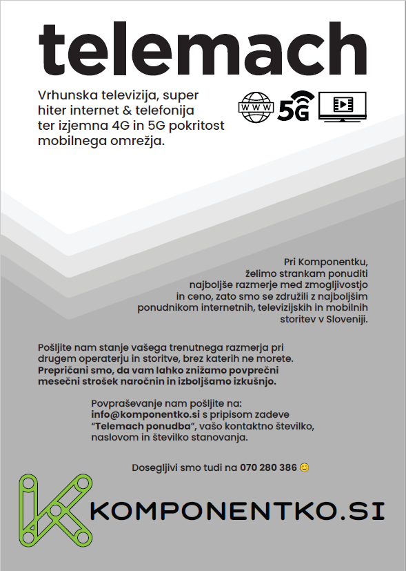 Komponentko & telemach - trženje najboljših in najugodnejših fiksnih storitev interneta in televizije ter 4g in 5g mobilne telefonije v btc-ju v ljubljani 3 Komponentko & telemach - trženje najboljših in najugodnejših fiksnih storitev interneta in televizije ter 4g in 5g mobilne telefonije v btc-ju v ljubljani