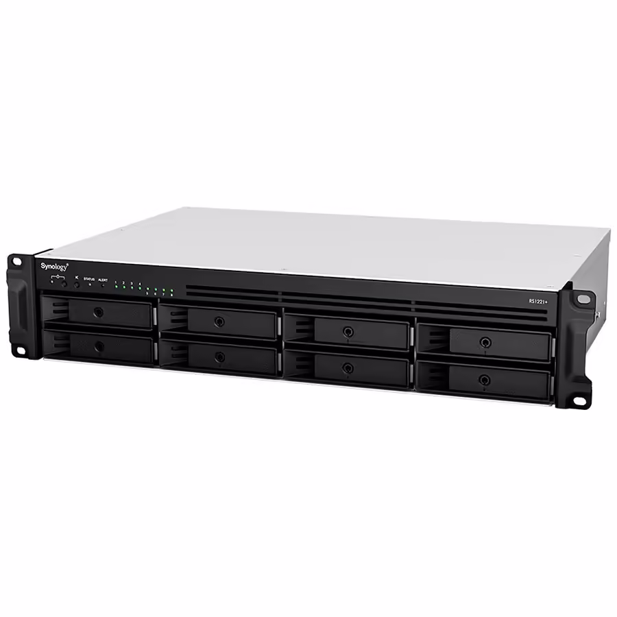 Synology rackstation rs1221+ | rack 2u | amd ryzen v1500b | 2. 2ghz | 4gb ddr4 ecc soddim | nas strežnik 1 Synology rackstation rs1221+; rack 2u, 8-bay 3. 5''/2. 5" sata hdd/ssd, amd ryzen v1500b 4-core 2. 2ghz; 4gb ddr4 ecc soddim,2x memory slots; 4x rj-45 1gbe lan port; 2xusb 3. 2; esata port; pci gen2x8 slot (x4 link); 6. 9 kg; 3yr wrnty komponentko