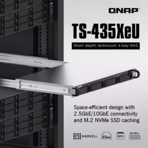 QNAP TS-435XeU-4G | 1U Short-Depth Rackmount | 4GB DDR4 | Dual 10GbE SFP+ In Dual 2.5GbE | 4-Bay NAS Strežnik
