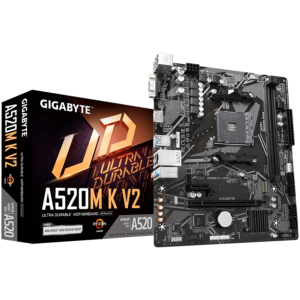 GIGABYTE A520M K V2 | AM4 AMD A520 | 2x DDR4 5100 OC | PCIe 3.0 M.2 | 1Gb LAN | VGA HDMI | Micro ATX Matična Plošča