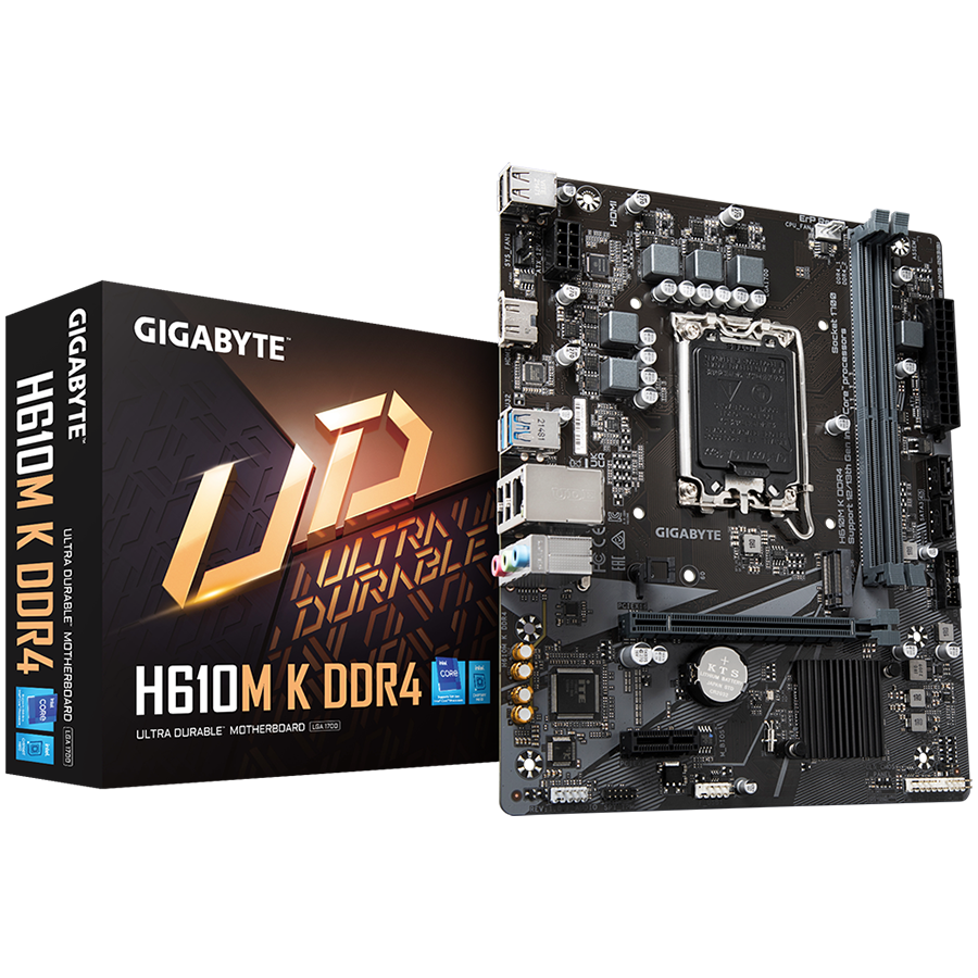 Gigabyte h610m k | ddr4 | micro atx | lga1700 | dvi hdmi | matična plošča 1 Gigabyte matična plošča lga1700 h610 (micro atx) komponentko