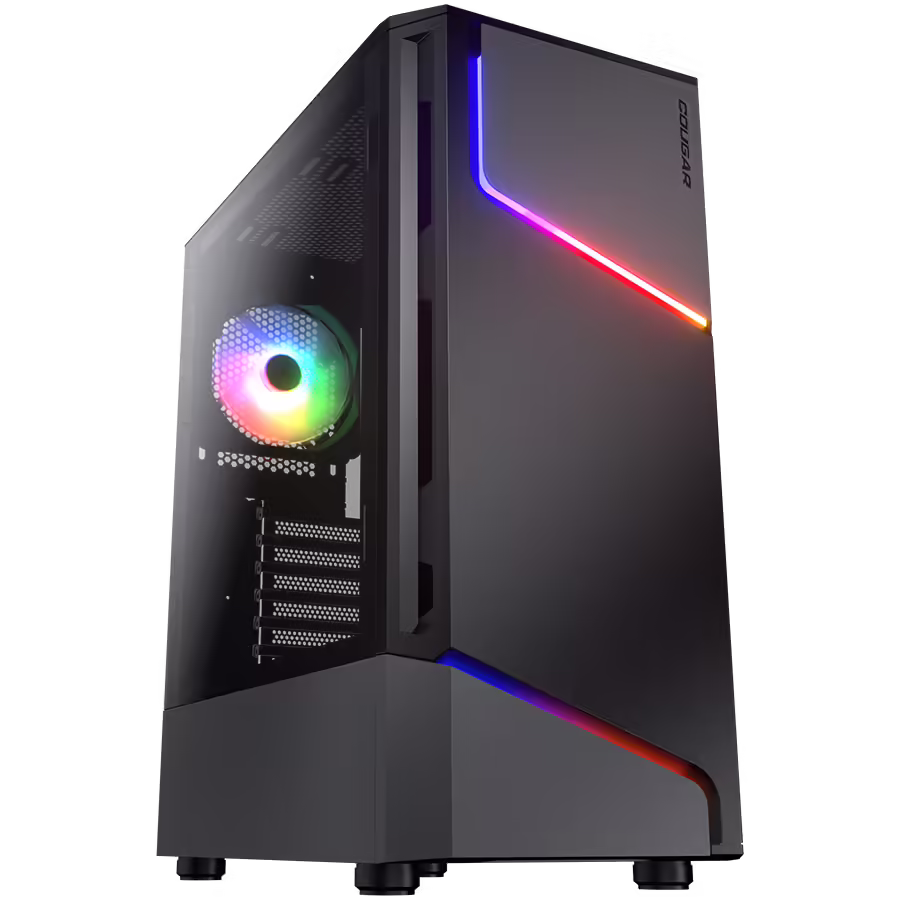 Cougar | mx360 rgb | pc case | mid tower | metal front panel | črno | računalniško ohišje 1 Cougar | mx360 rgb | pc case | mid tower / metal front panel with argb strips / 1 x argb fan / tg left panel komponentko