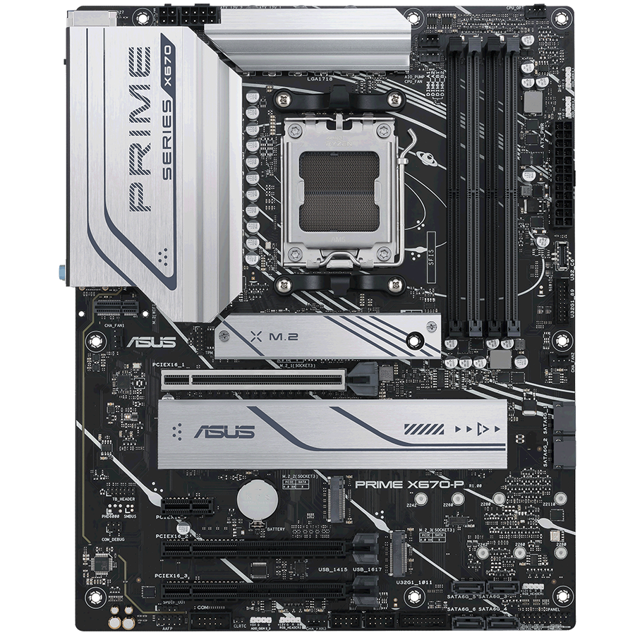Asus prime x670-p-csm | am5 | atx | displayport hdmi | aura sync | matična plošča 1 Asus prime x670-p-csm am5 atx matična plošča – amd x670 4xdimm ddr5 3xm. 2 6xsata pcie 5. 0 2. 5gb ethernet 1xdisplayport 1xhdmi s podporo za aura sync komponentko