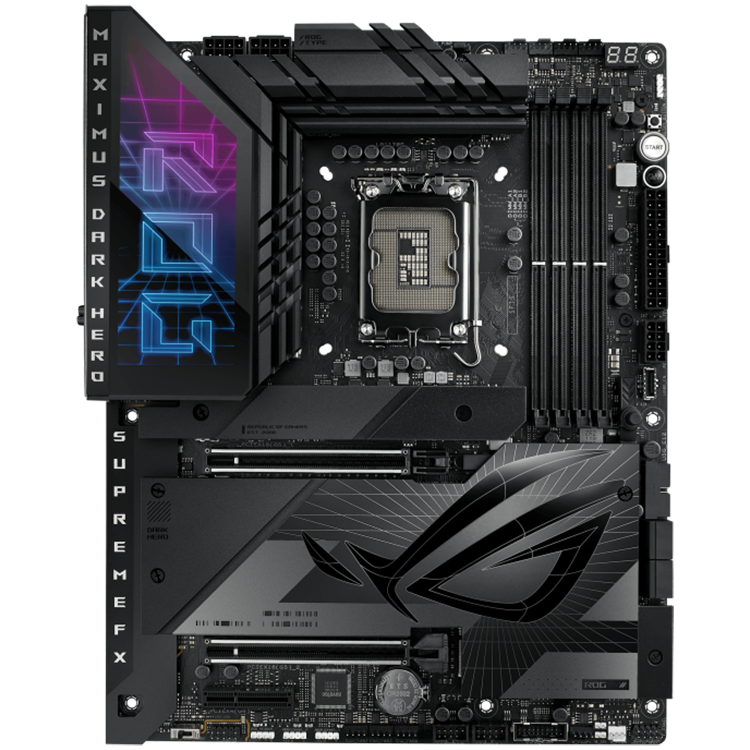 Asus rog maximus z790 dark hero | lga1700 | atx | intel z790 | ddr5 | matična plošča 1 Asus rog maximus z790 dark hero lga1700 atx gaming mb - intel z790 4xdimm ddr5 5xm. 2 4xsata pcie 5. 0 2. 5gb ethernet wifi 7 + bluetooth 1xhdmi 2x intel thunderbolt 4 ports (usb type-c) with aura sync support komponentko