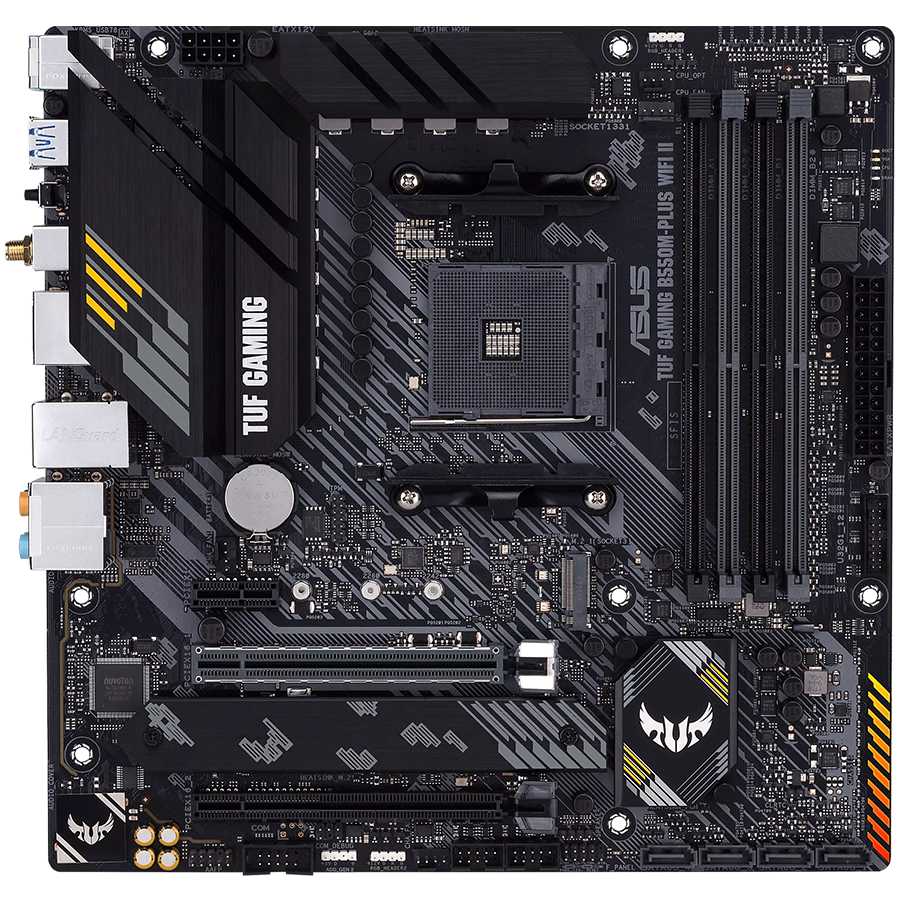 Asus tuf gaming b550m-plus wifi ii | am4 | matx | ethernet wifi 6 | bluetooth | hdmi displayport | aura sync rgb | gaming matična plošča 1 Asus tuf gaming b550m-plus wifi ii am4 matx gaming mb – amd b550 4xdimm ddr4 2xm. 2 4xsata pcie 4. 0 2. 5gb ethernet wifi 6 + bluetooth 1xdisplayport 1xhdmi z aura sync rgb osvetlitveno podporo komponentko