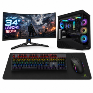 Komponentko Gaming Elite RTX 5060 Ti | Intel Core i7 12700K | 32 GB RAM | 1 TB NVMe | Vodno Hlajenje | 34″ UWQHD 180Hz Ukrivljen Monitor | Namizni Računalnik Za Neustavljiv Gaming
