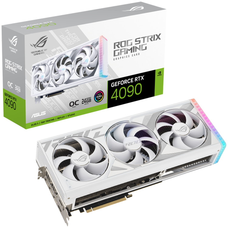 ASUS ROG Strix GeForce RTX 4090 White OC Edition 24GB GDDR6X grafična kartica z DLSS 3 and chart-topping thermal performance, PCIe 4.0, 2xHDMI 2.1a, 3xDisplayPort 1.4a komponentko