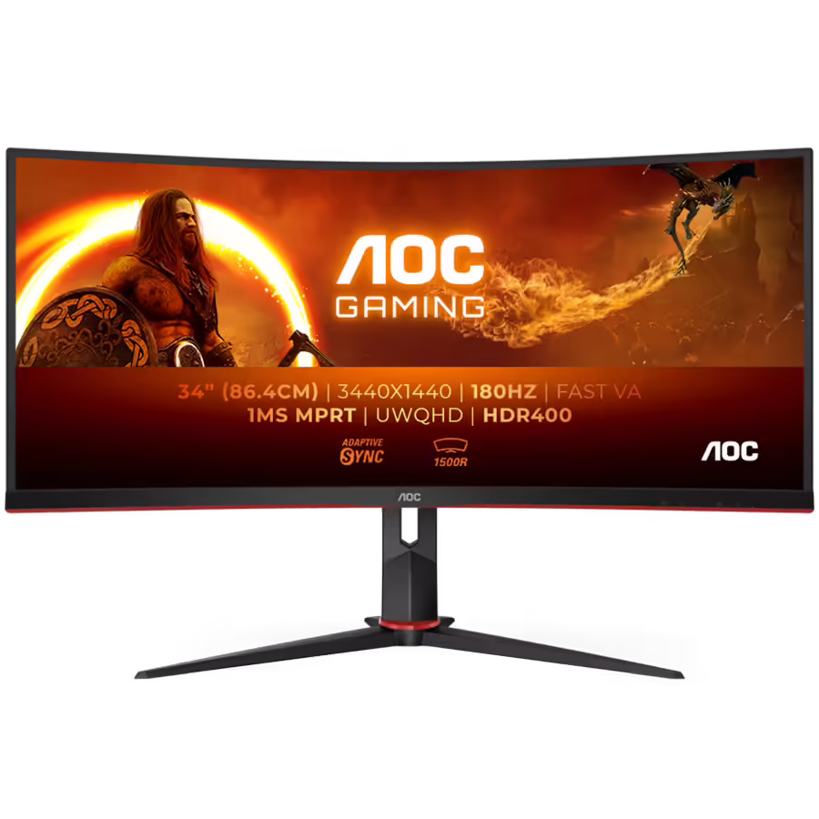 Aoc gaming cu34g2xp/bk | led | 86,6cm (34") | 3440x1440 | 180hz | va | 1 ms | 2xhdmi 2xdisplayport | speakers | ukrivljen gaming monitor 1 Aoc gaming cu34g2xp/bk – led monitorgaming curved 34″ 3440 x 1440 wqhd @ 180 hz va 4000:1 displayhdr 400 1 ms 2xhdmi 2xdisplayport speakers black komponentko